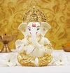 Gold Art India Ceramic Ganesh Idol for Car Dashboard Ganesha Murti for Home Decor Puja