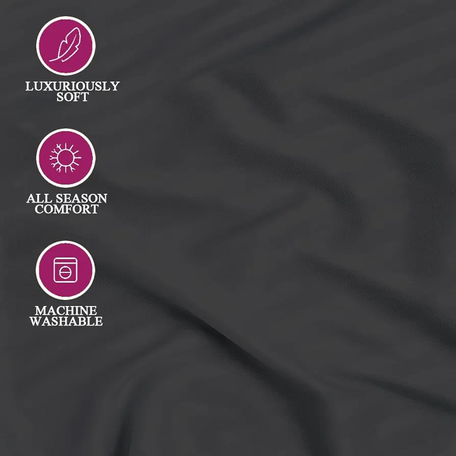 Trance Home Linen 100% Cotton 75x60 inch 200TC Satin Stripe Elastic Fitted Bedsheet | Daily Use Double Bed Fitted Bedspread with 2 Pillow Covers 