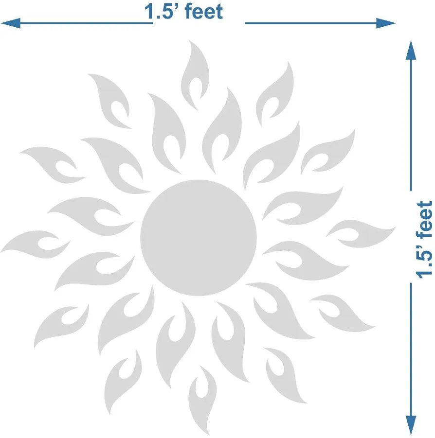 Bikri Kendra 3D Acrylic Mirror Golden Sun with Silver Butterfly Wall Stickers