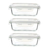 Femora Borosilicate Glass Containers for Kitchen | Storage Box for Kitchen With Air Vent Lid | Set of 3 | 620 Ml
