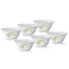 Larah by Borosil Opalware Floral Bowl | Set of 6 | White | 300 Ml