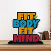 Artvibes Wooden Idols and Figurine Fit Body Fit Mind Fitness Positive Quotes Table Decor for Office Desk Showpiece