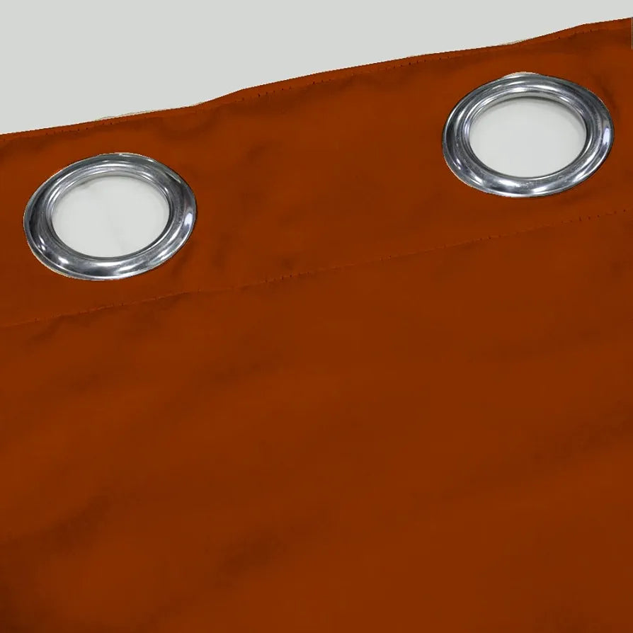 Divine Casa Super Satin Semi Blackout Door Curtains 7 Feet | Orange Rust | Set of 2 Panels with Curtain Holder| Room Darkening for Home & Living Room