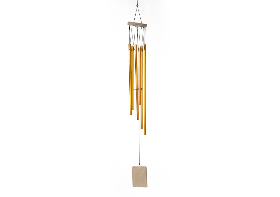 Tej Gifts Feng Shui Metal Wind Chime with 6 Golden Pipes – Positive Energy Good Luck Chime for Home, Balcony & Garden – Decorative Indoor/Outdoor Hanging Bell