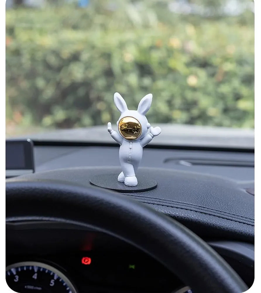 Street27® 3pcs Cartoon Rabbit Shape Astronaut Figurine Showpiece for Car Dashboard, Idols for Decoration, Cake, Office Desk & Study Table Gifts for Kids Boys Girls 