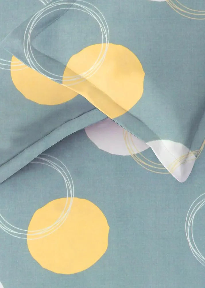 HOMEKART Premium Cotton Elastic Fitted Bedsheets with 2 King Size Pillow Covers Double Bed with All Around Elastic Supersoft Size - 72 x 78 +10 inches Cricle Printed Grey & White 200 tc - 220 tc