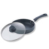 Vinod Black Pearl Hard Anodised Deep Frypan with Glass Lid - 1.8 Litres |  22cm | 3.25mm Thick | Skillet Pan