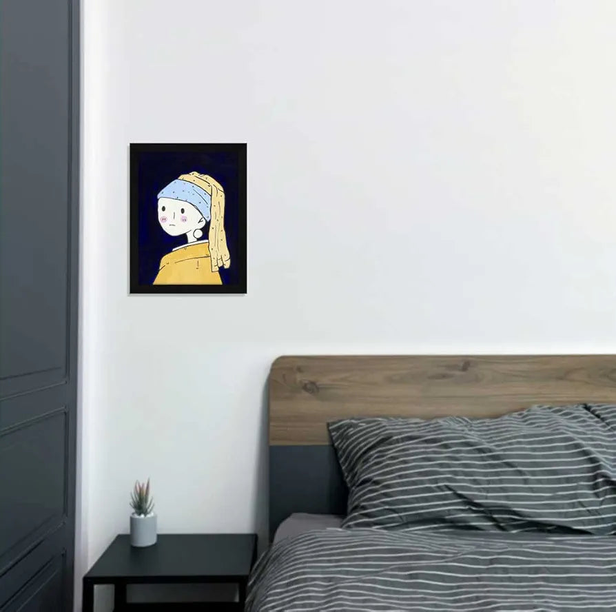 ArtX Paper The Girl With A Pearl Earring Abstract Frame Wall Art Painting, Multicolor, Abstract, 10X13 inches, Set of 1