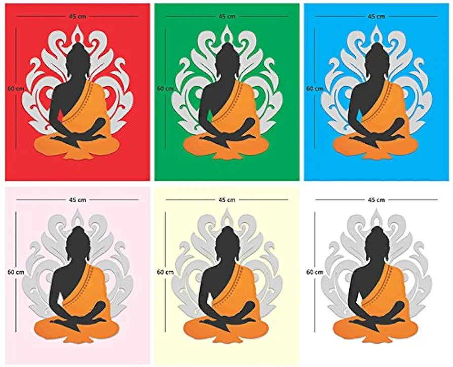 Meditating Orange Buddha Wall Sticker For Home Living Room 