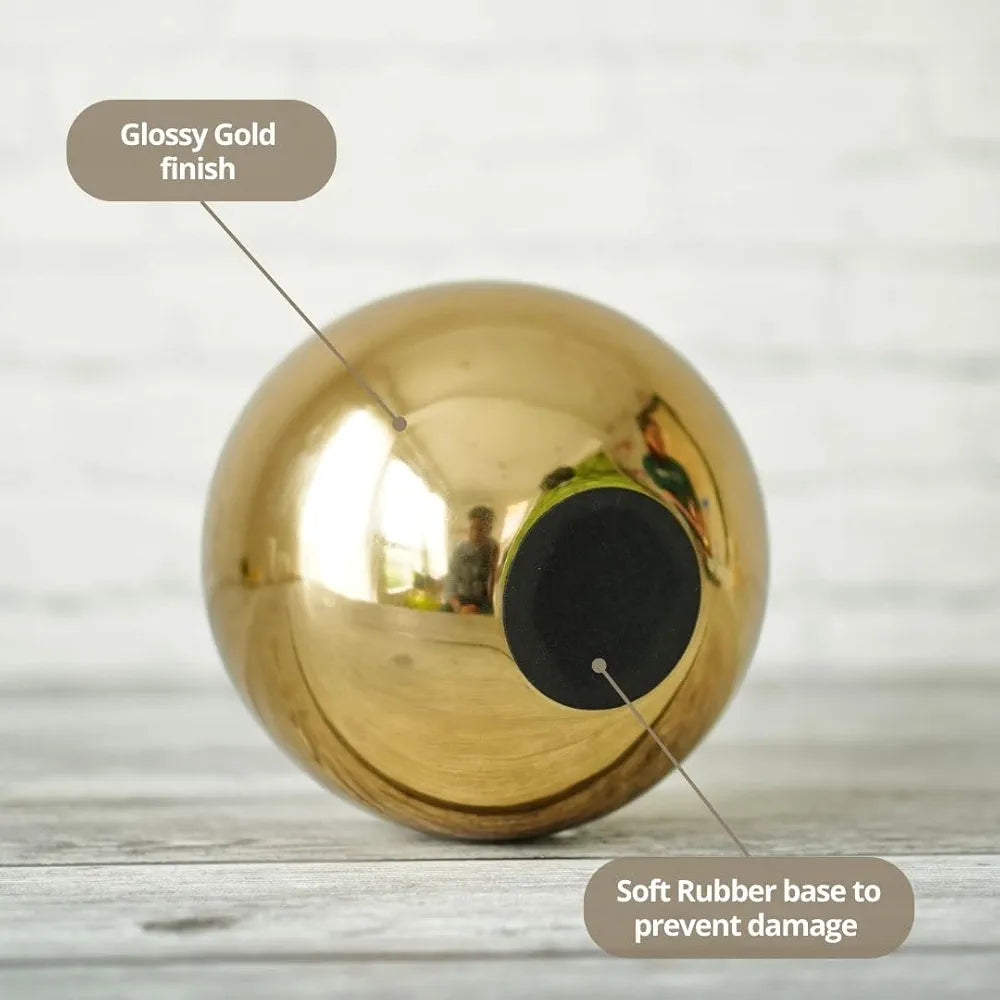 BEHOMA Metal Ball Round Flower Vase for Home Decor|Table Decorative Item for Bedroom Living Room Office Wedding | Best Gift for Birthday Anniversary Festival | Gold, Medium 