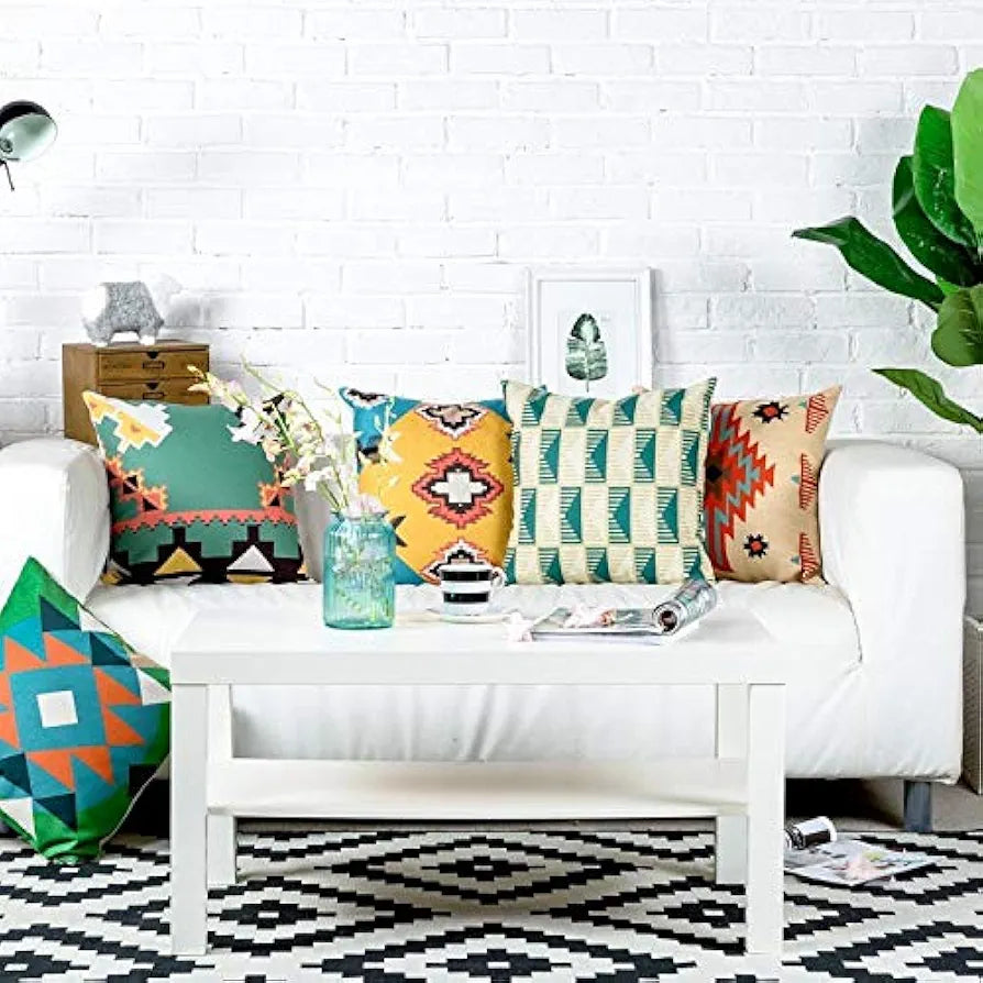 AEROHAVEN Abstract Set of 5 Designer Decorative Throw Pillow/Cushion Covers - Multi Color, 16 x 16 inches