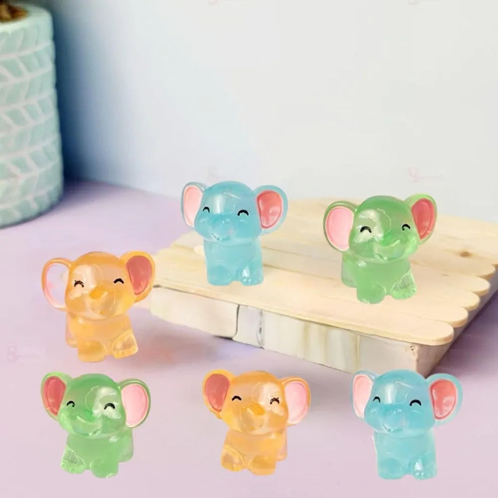 SATYAM KRAFT Resin 1 Set Elephant Miniature Figurines | Decorative Showpiece | Gift for Him/Her, Mother's Day, Home, Bedroom, Living Room, Office, Table, Car Dashboard | Festive Decor