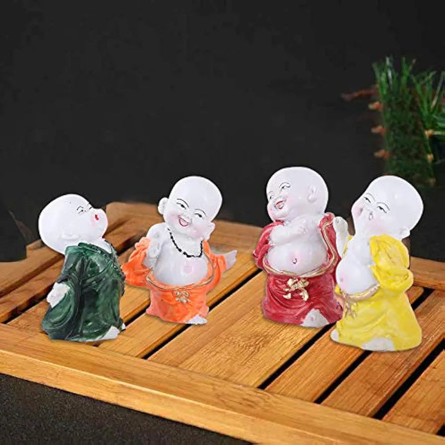 MARINER'S CREATION Polyresin Baby Laughing Buddha showpiece Multicolour, 4 Pieces