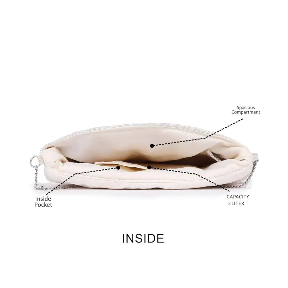 ASTRID Women's White Pearl Beaded Party Sling Bag 