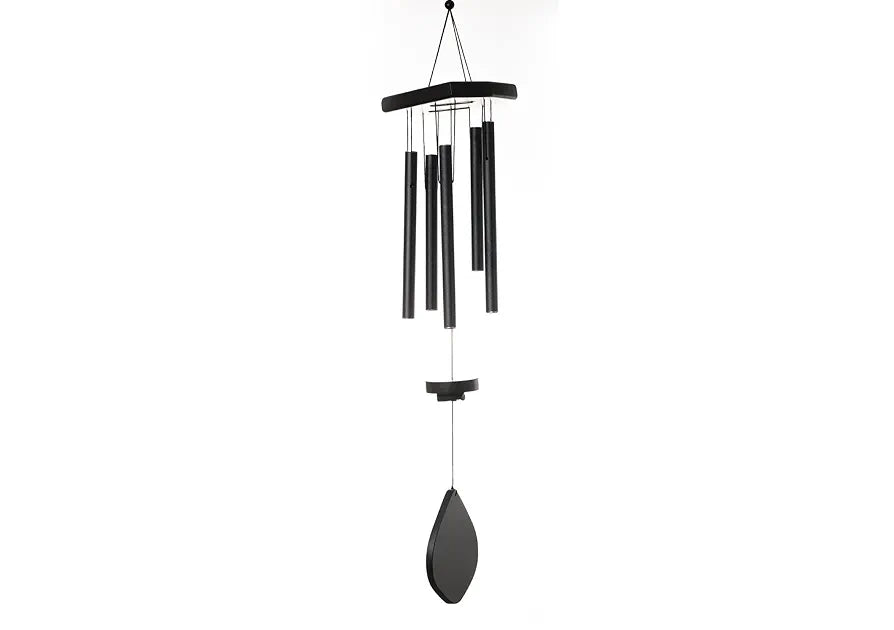 Tej Gifts Feng Shui Metal Wind Chime with 5 Black Pipes for Positive Energy, Decorative Outdoor/Indoor Hanging Bells, Good Luck Chimes for Home/Balcony Decoration 