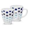 Larah by Borosil Polka Blue 390 Ml Mug Set | Set of 2