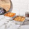 Femora Stainless Steel Square Serving Bowl Set of 2 | 550 Ml