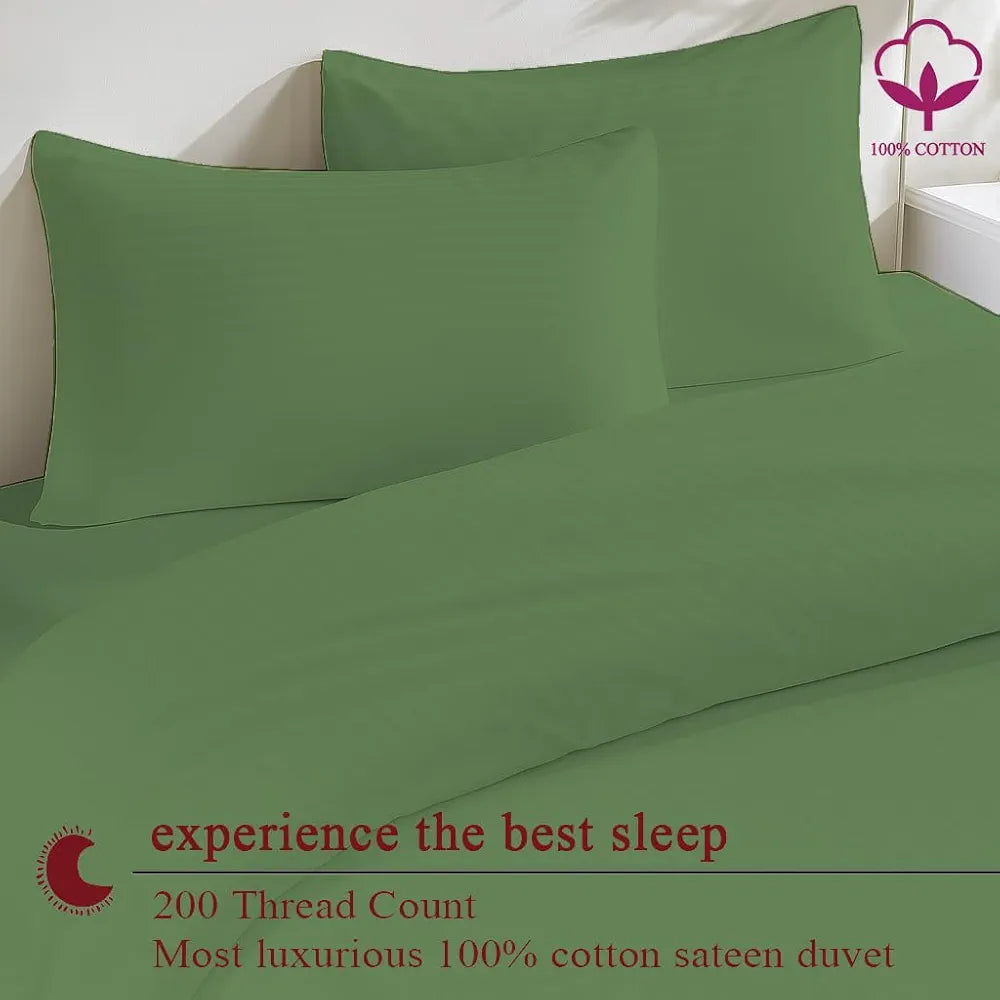 Trance Home Linen Zippered 100% Cotton 200 TC Satin Stripe Queen Duvet Cover Quilt Cover Razai Comforter Cover with 2 Pillow Covers 