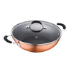 Bergner Infinity Chefs Forged Aluminium Non-stick Kadai With Glass Lid | 28 Cm, 3.3 Litres, Induction Base, Copper |