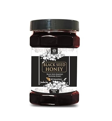 AL MASNOON Black Seed Honey – Pure & Natural Honey Collected from Black Seed Blossoms – 500g Pack of 1