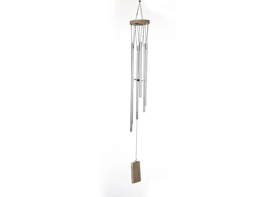 Tej Gifts Feng Shui Long Metal Wind Chime with 6 Silver Pipes for Positive Energy, Decorative Outdoor/Indoor Hanging Bells, Good Luck Chimes for Home/Balcony Decoration 