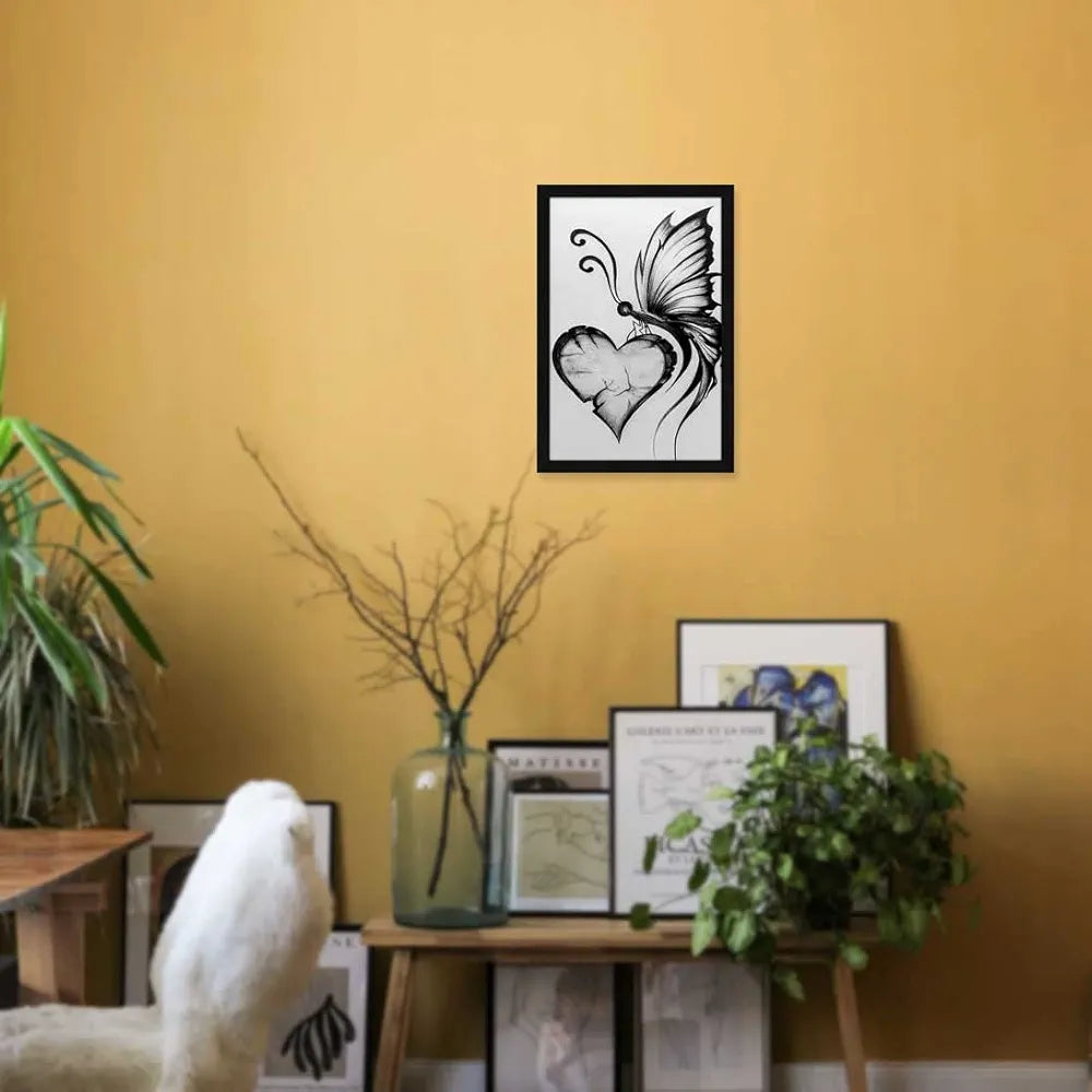 ArtX Paper Charcoal Framed Wall Art Painting, Wall Decor For Living Room, Black and White, Abstract, 12.5 X 18.5 inches, Set of 1 