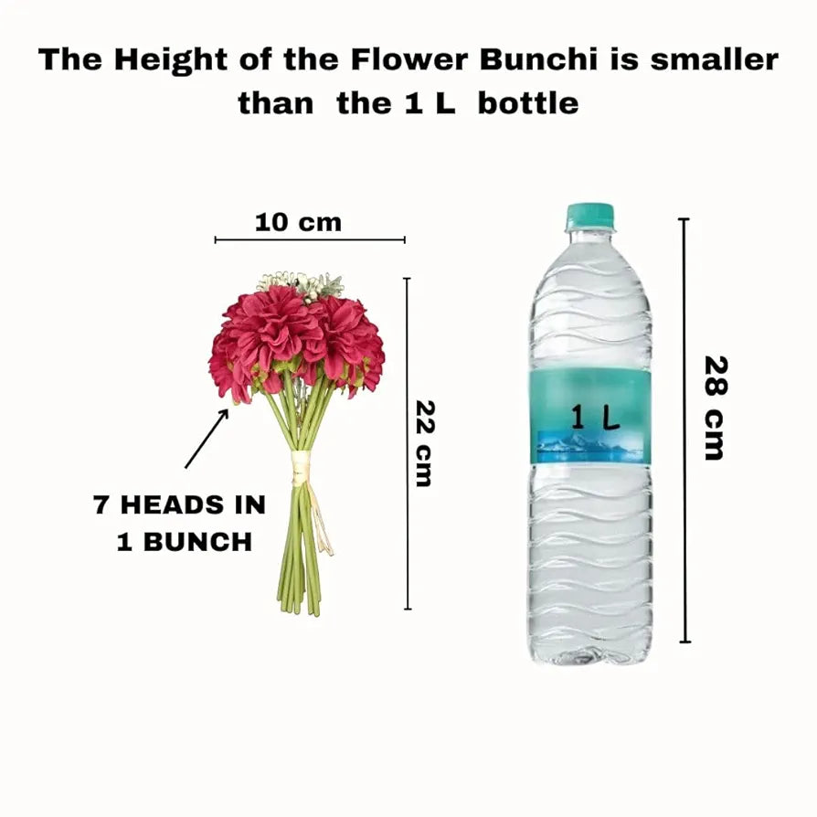 SATYAM KRAFT 1 Pcs Artificial Dahlia Flower Bunch – 7-Stem Faux Bouquet for Diwali Decoration Setup for Gifting, Home, Home Decor, Office, Table, Party, Wedding, Festival  