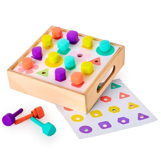 Curious Cub Montessori Shape and Colour Matching Peg Board | Education ...