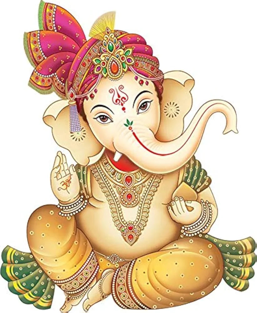 Rangoli Large Wall Sticker Shree Ganesh Multicolor Vinyl Size 50 or 70 cm Pack of 1