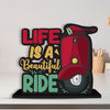 Art Vibes Wooden Idols and Figurine Life is a Beautiful Ride Quotes Table Decor for Office Desk Showpiece