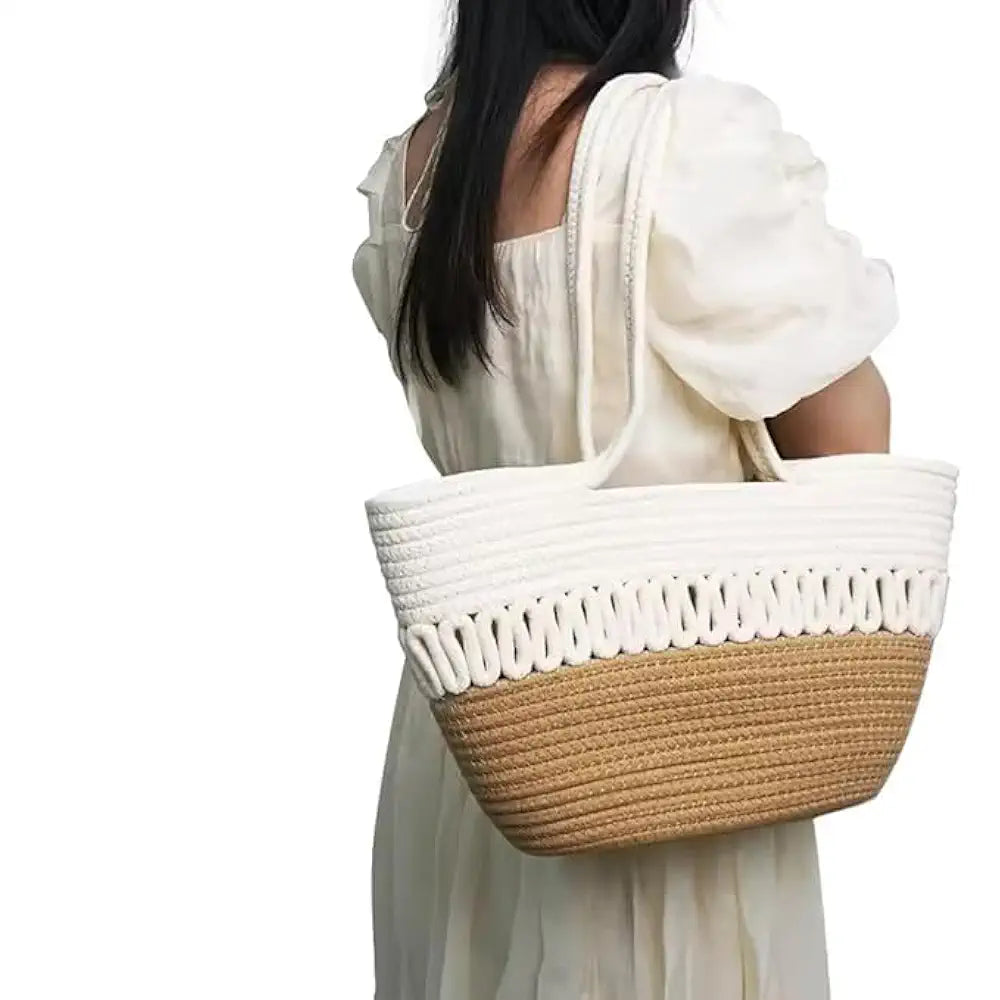 BEAUTIFUL HOMMIES Attractive Hand Bag | large Tote Bag | Summer Bag | Bucket Bag | Basket Bag | Bamboo Tote | Beach Bags for Women | Boho Bag | Handbag | Jute Bag | Handmade Bag