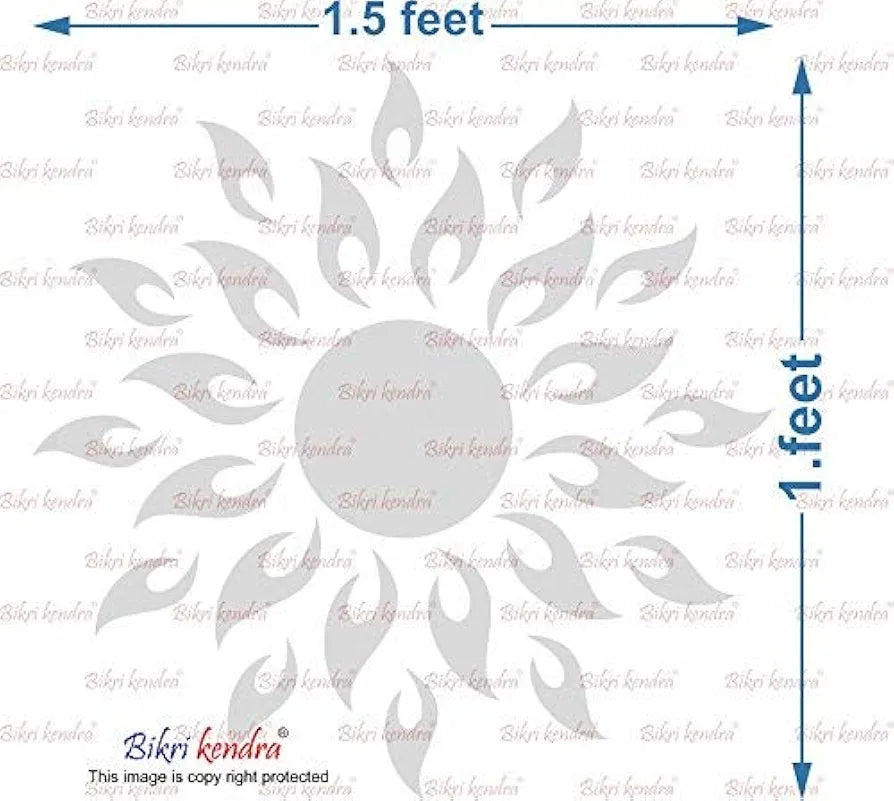Bikri Kendra - Art BK91, Sun with Hexagon Ring 2 Set. - 3D Acrylic Mirror Stickers for Wall 