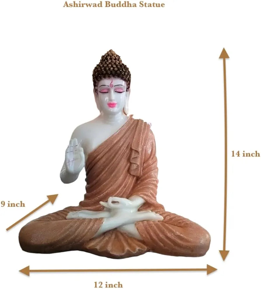 ALILA Big Buddha Statue for Home Living Room Decor Diwali Office Corporate Gift Meditation Showpiece Figurine, 14 inch