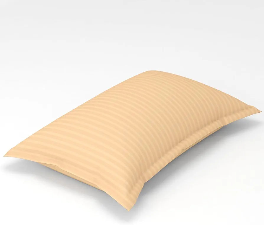 Homefab India 160 TC Stripe Glace Cotton Single BedSheet with 1 Pillow Cover - Peach