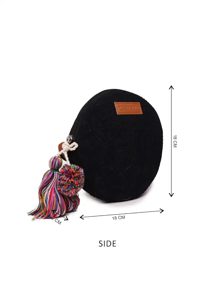 ASTRID Round Textured Sling Bag For Girls With Zip