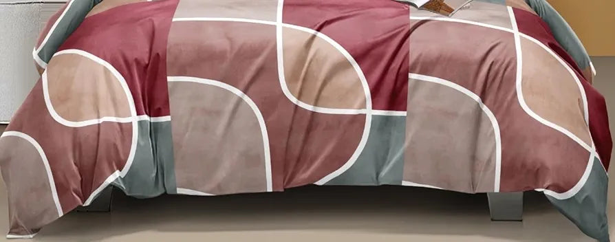 THE HOME STYLE 400 TC Cotton Feel Glace Cotton Elastic Fitted All Around Printed Queen Size Double Bed Bedsheet wih 2 Pillow Cover 