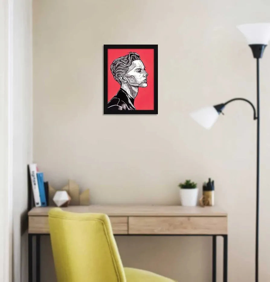 ArtX Paper Line Art Dreamer Boy Abstract Frame Wall Art Painting, Multicolor, Abstract, 10X13 inches, Set of 1