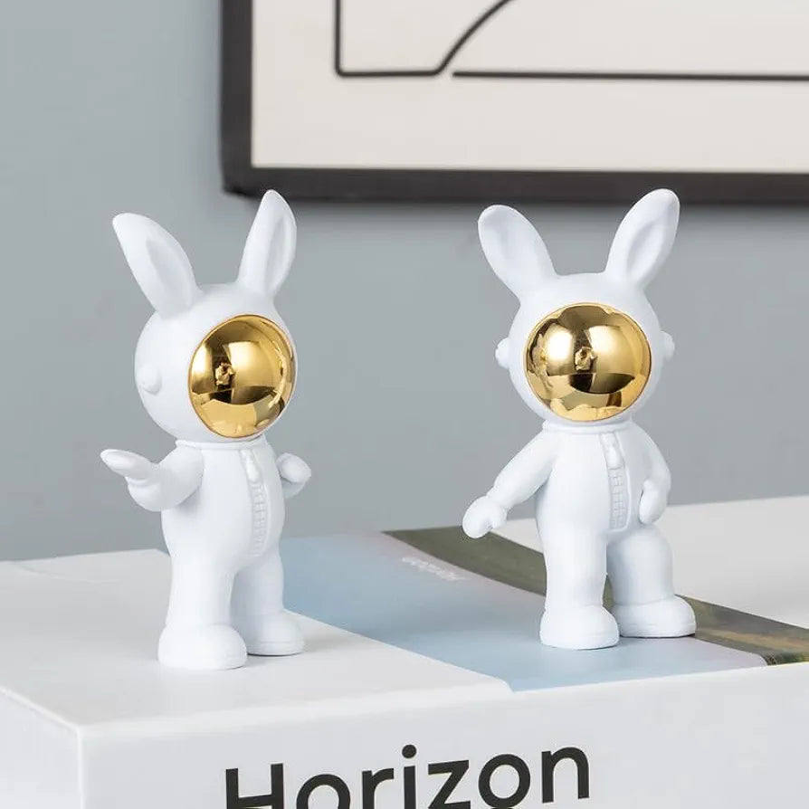 Street27® 3pcs Cartoon Rabbit Shape Astronaut Figurine Showpiece for Car Dashboard, Idols for Decoration, Cake, Office Desk & Study Table Gifts for Kids Boys Girls 