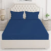 Layers Be Bold Cotton Bedsheet Set for All Seasons Lightweight 140 TC  Queen Size Dark Blue 2