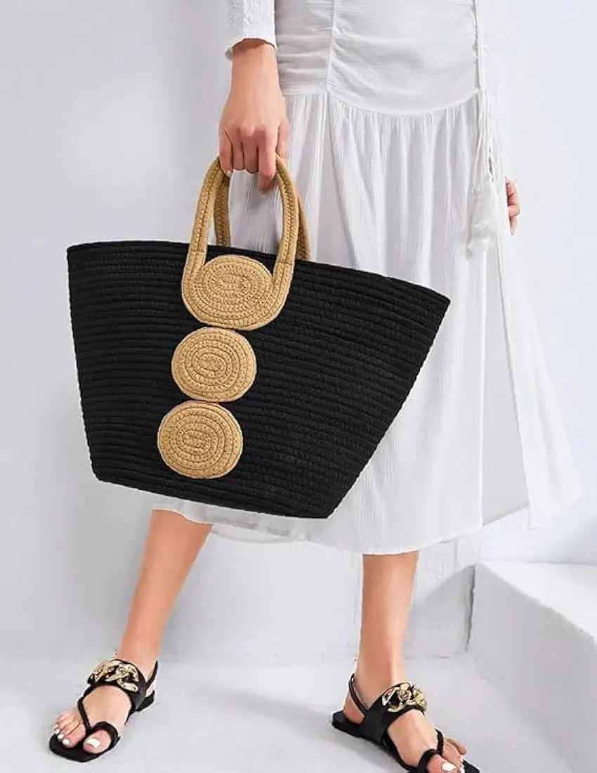 Beautiful Hommies Attractive Hand Bag | Large Tote | Summer Bucket | Bamboo Beach Basket for Women | Boho Handbag | Jute Handmade
