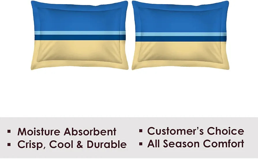 Layers Tivoli 100% Cotton Bedsheet Set for All Seasons - Lightweight, Moisture Absorbent, Machine Washable & Easy to Care - Gift for Housewarming & More - 104 TC - Queen Size 