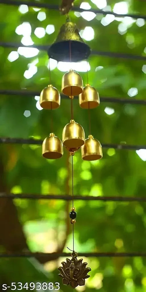 Qwick Click Metal and Wooden Dragon 6 Bell Wind Chime for Home Positivity Hangings Good Luck