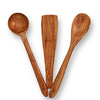 Vesta Homes Neem Wood Spoon Compact Flip Spatula Ladle for Non-Stick Cooking Set of 3 Kitchen Tools