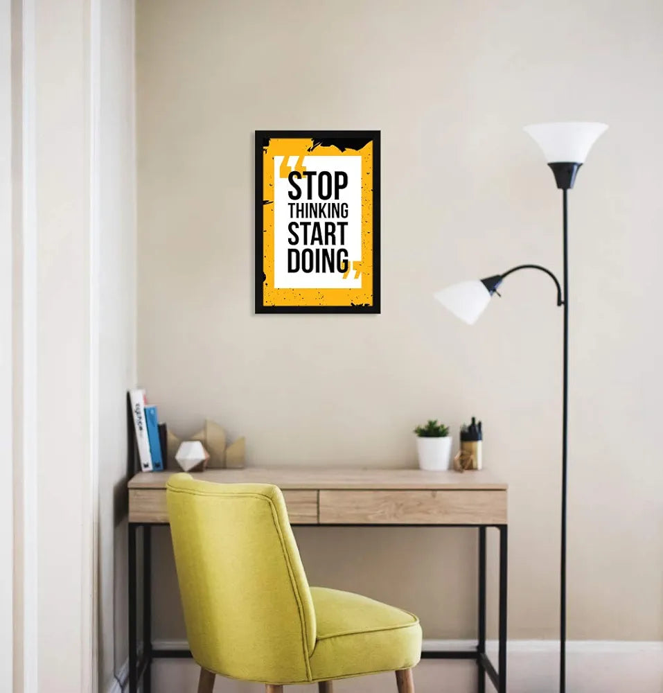 ArtX Paper Motivational Quote Stop Thinking Start Doing Wall Frame Art Painting, Multicolor, Motivational, 12.5 X 18.5 Inch, Set of 1