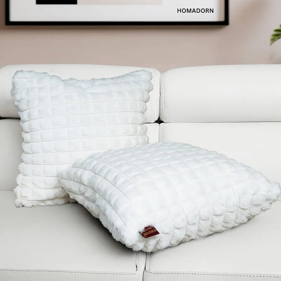 HOMADORN Luxury Plush Fur Reversible Cushion Cover Ultra Soft & Cozy 