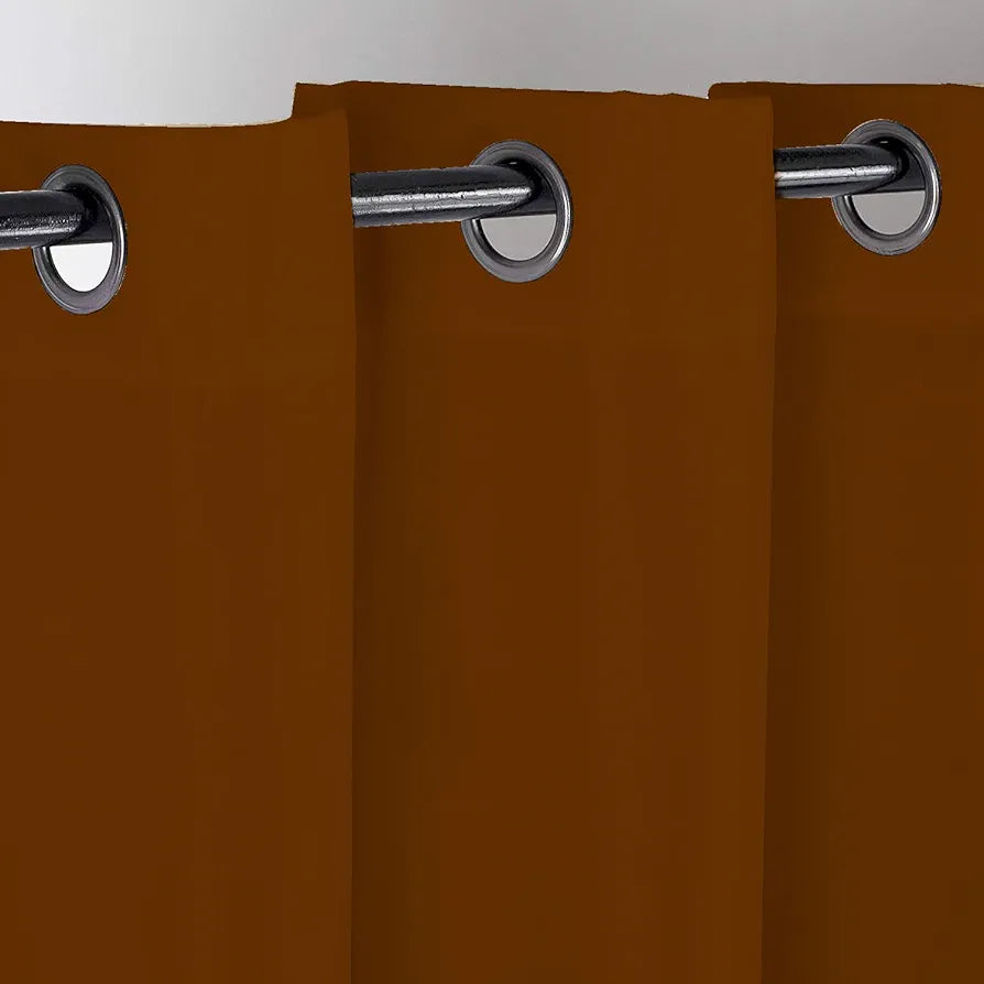 Divine Casa Super Satin Blackout Door Curtains Pack of 2 | Solid Panels for Complete Light Block | Size 7 Feet | Silky Touch & Thermal Insulation | Deep Brown