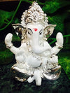 Karigaari India Lucky Car Dashboard & Gifting White Silver Ganesha