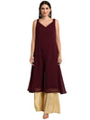 Janasya Women's Wine Poly Chiffon Kurta