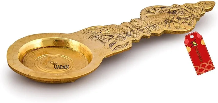 UAPAN Brass Traditional Kapoor Dhoop Arti Puja Karpoora Arthi Holder 