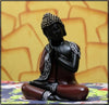 Ecraftindia Antique Finish Handcrafted Thinking Buddha Polyresin Statue | Red and Black